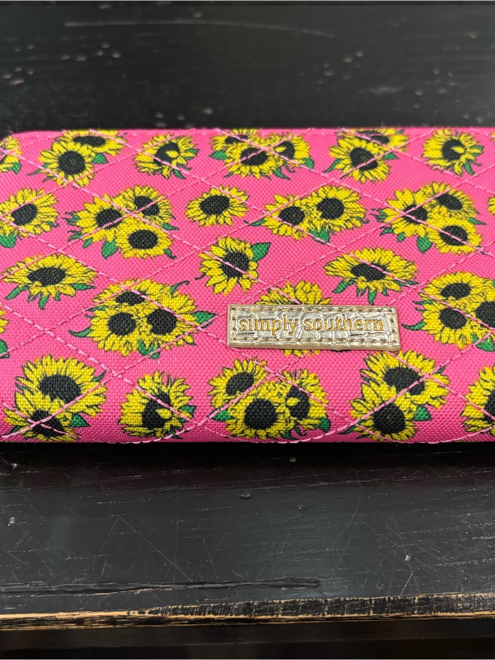 Simply Southern Hot Pink Sunflower Quilted Wallet